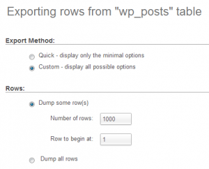 phpMyAdmin Export wp_post Table