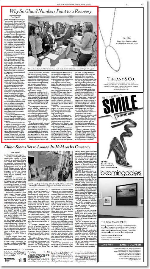 紐約時報二零一零年四月九日疊一版三